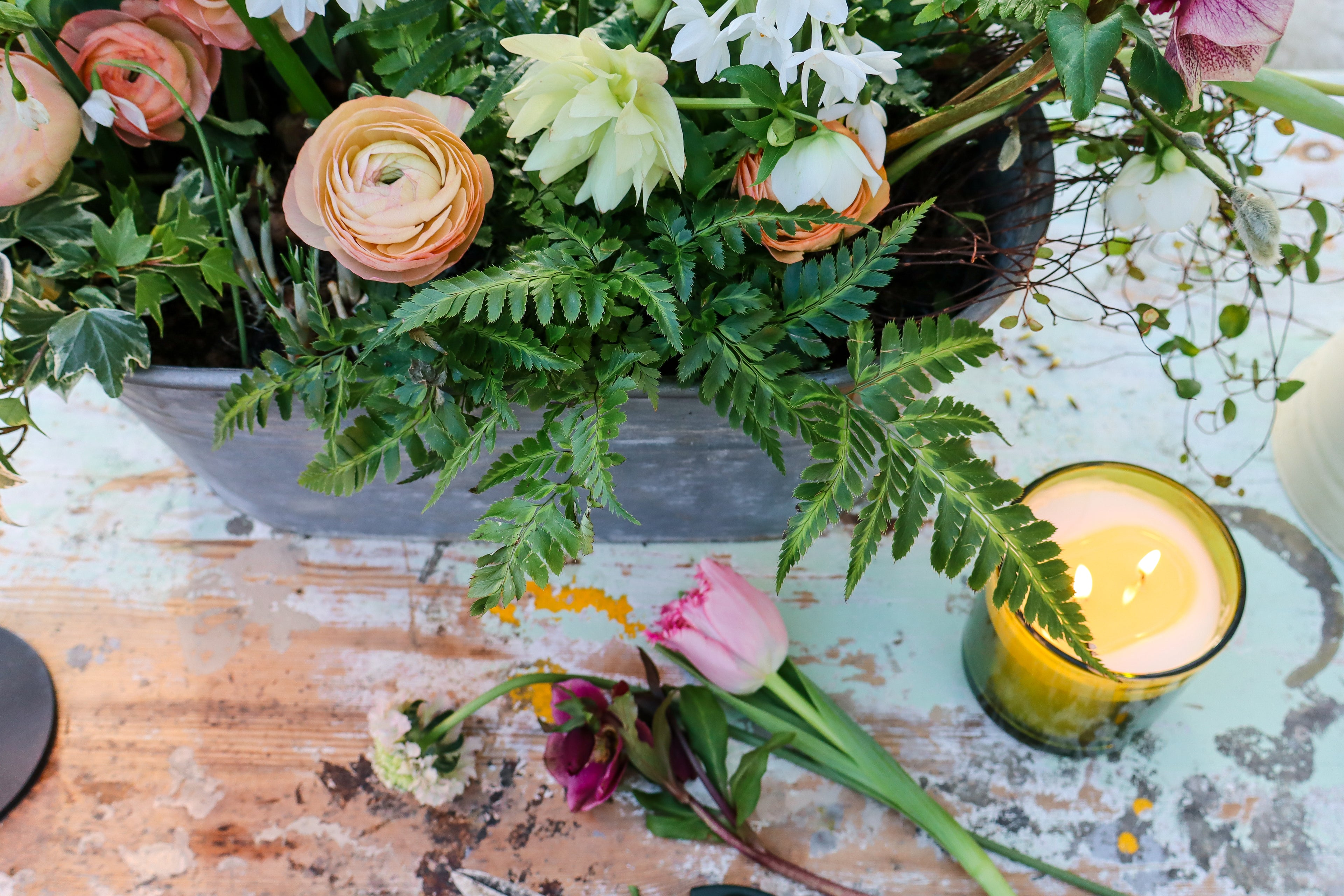 Our candles burning in our orangery