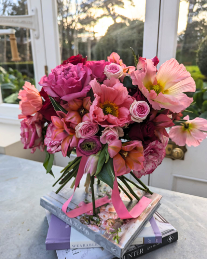 Valentines Pink & Red Hand Tied Bouquet