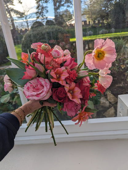 Valentines Pink & Red Hand Tied Bouquet