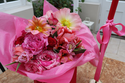 Valentines Pink & Red Hand Tied Bouquet