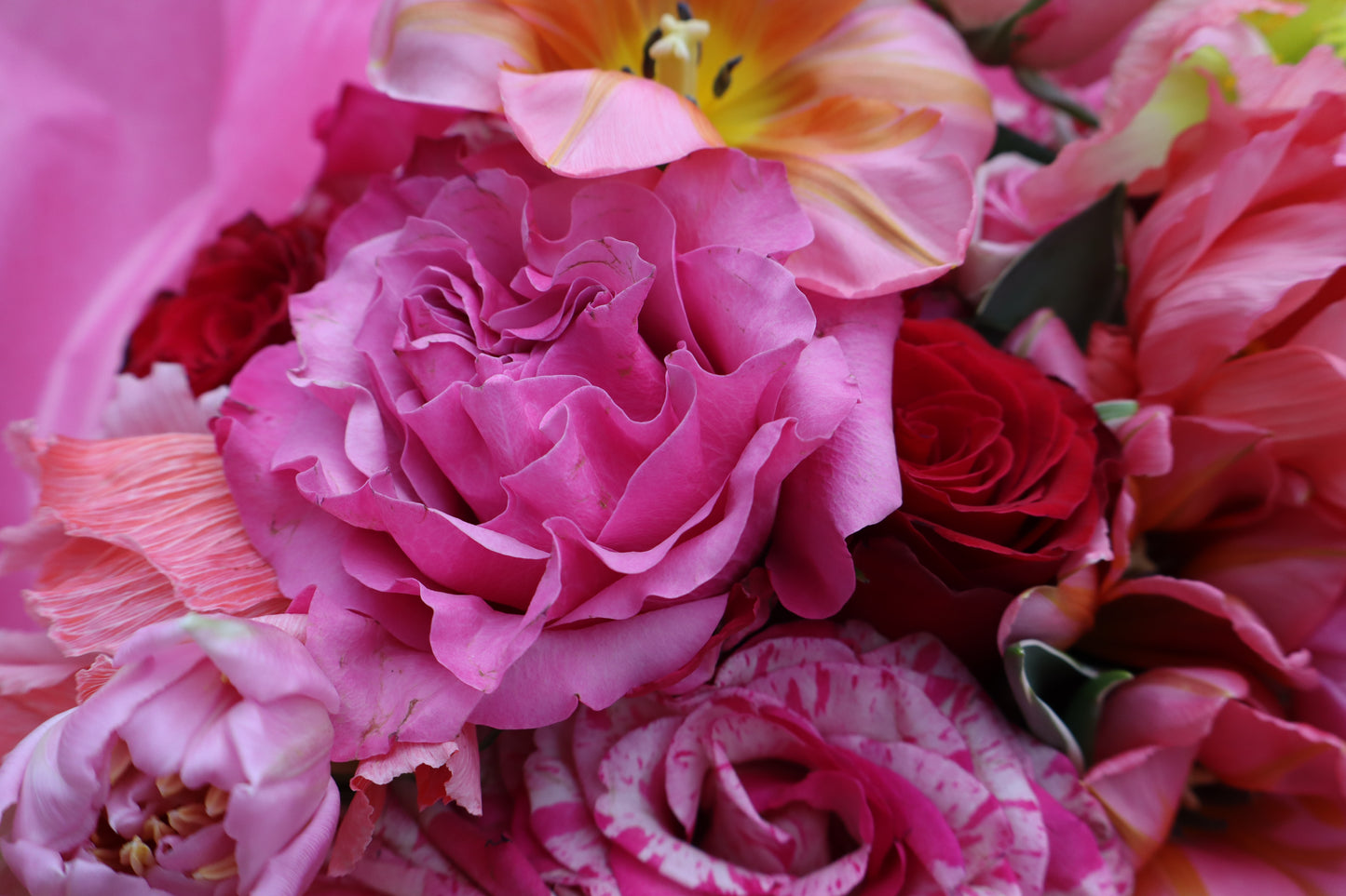 Valentines Pink & Red Hand Tied Bouquet