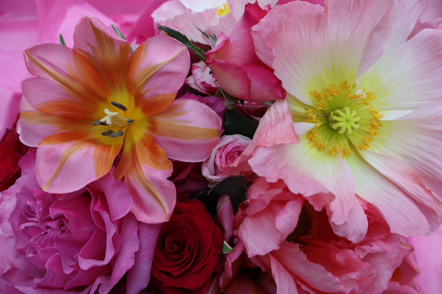 Valentines Pink & Red Hand Tied Bouquet